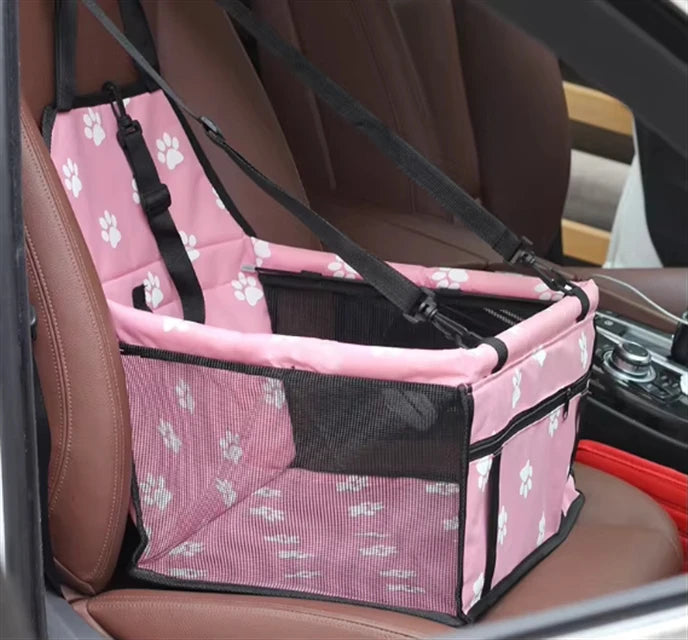 Dog Car Booster Seat – Eco-Friendly Oxford with Safety Leash & Zipper Pocket