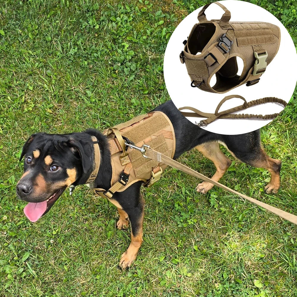 Tactical Dog Harness and Leash Set Service Dog Vest with Control Handle Adjustable Pet Training Harness for Dogs Walking